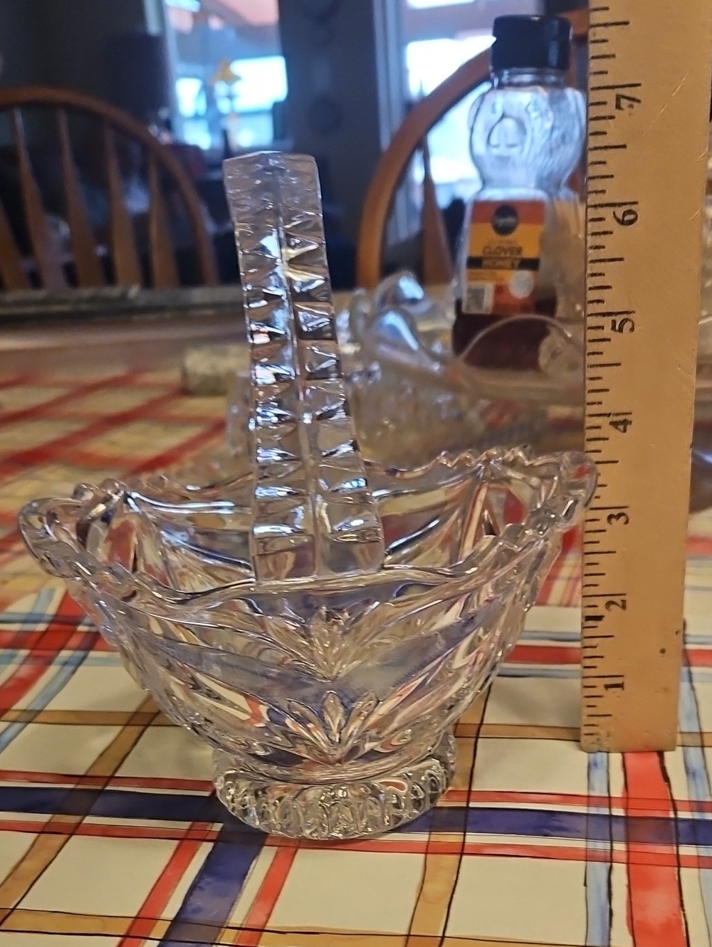 Clear Glass Decorative Basket with Handle - Home Dining